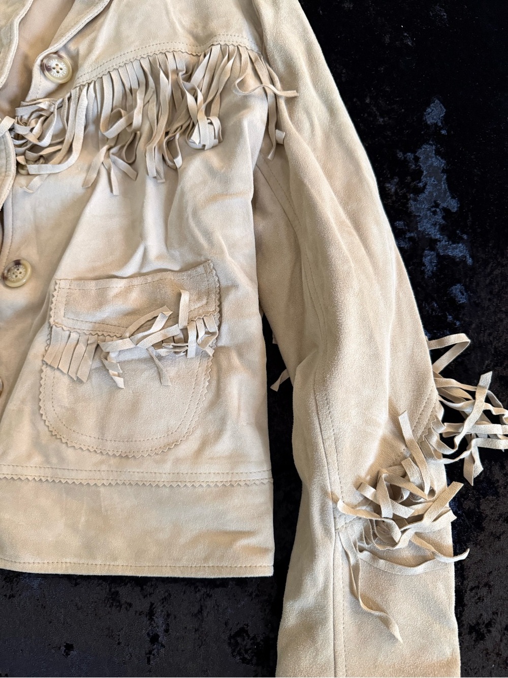 Lauren by Ralph Lauren 100% Genuine Suede Western Fringe Jacket - Picture 4 of 7